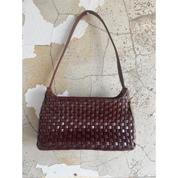 Nine West Handbags - Vtg 90s Woven Shoulder Bag Baguette Purse Minimalist Nine West Faux Leather